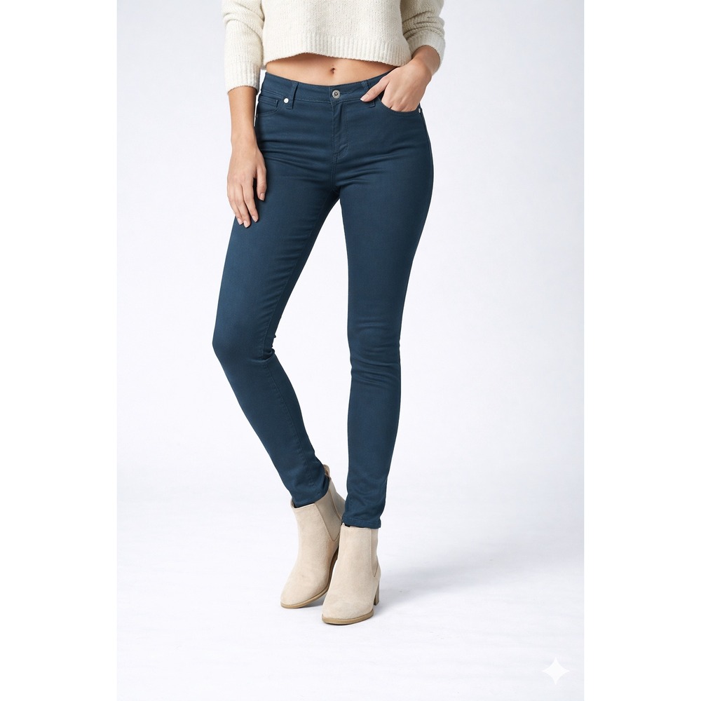 YMI Hyperstretch Mid-Rise Skinny‎ Leg Jeans Slim Fit Stretch Dark Teal Womens L